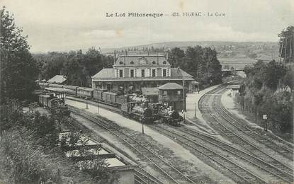 CPA FRANCE 46 " Figéac, La gare". / TRAIN