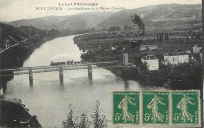 CPA FRANCE 46 " Puy l'Evêque, Les deux ponts et la plaine d'Issudel".
