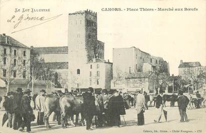 CPA FRANCE 46 " Cahors, Place Thiers, marché aux boeufs".