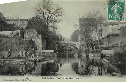 CPA FRANCE 83 " Solliès Pont, Les deux ponts".