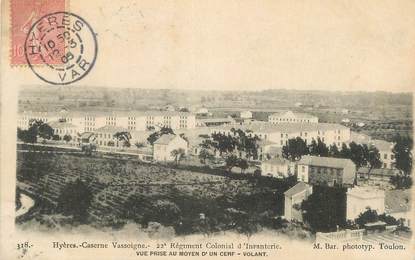 CPA FRANCE 83 " Hyères, Caserne Vassoigne". / CERF VOLANT