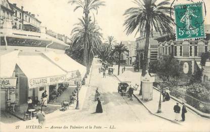 CPA FRANCE 83 " Hyères, Avenue des Palmiers et la Poste".