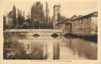 CPA FRANCE 32 " Isle de Noé, Le pont et l'église".