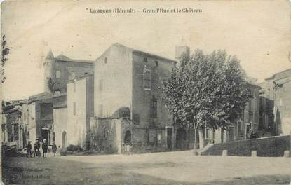 CPA FRANCE 34 "Laurens, Grande rue et le château".