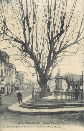 CPA FRANCE 34 " Bédarieux, Statue Place et Avenue Cot".