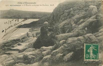 CPA FRANCE 35 "Rotheneuf, l'Ermite sculptant les rochers "