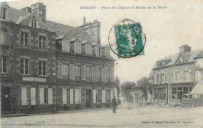 CPA FRANCE 50 " Brécey, Place de l'église et route de la Haye".