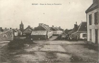 CPA FRANCE 56 " Houat, Ouest du Bourg et procession".