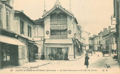 CPA FRANCE 33 "Saint André de Cubzac, la rue Nationale et le café de Paris"