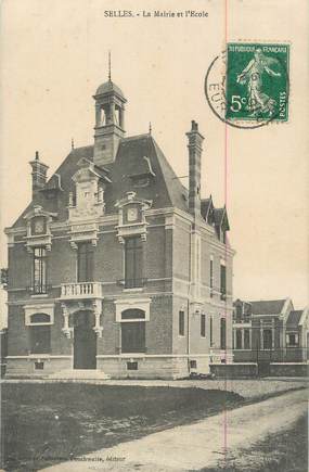 CPA FRANCE 27 " Selles, La Mairie et l'école".