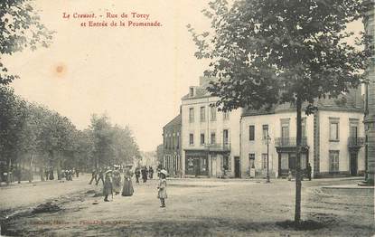 CPA FRANCE 71 " Le Creusot, Rue de Torcy et entrée de la promenade".