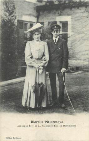 CPA FRANCE 64 "Biarritz, Alphonse XIII et la Princesse Ena de Battenberg".