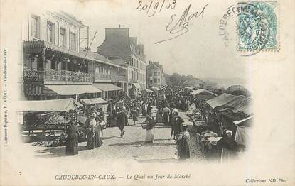 CPA FRANCE 76 "Caudebec en Caux, Le quai un jour de marché".
