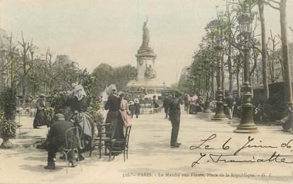 CPA FRANCE 75011 "Paris, Le marché aux fleurs; Place de la République"