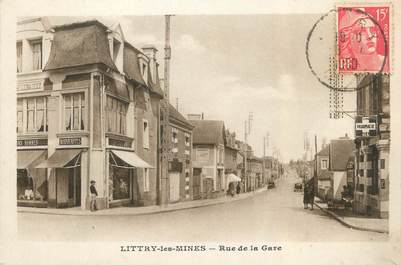 CPA FRANCE 14 " Littry Les Mines, Rue de la gare".