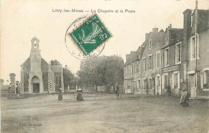 CPA FRANCE 14 " Littry les Mines, La chapelle et la Poste".