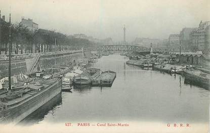 CPA FRANCE 75010 "Paris, le Canal Saint Martin" / PENICHE / BARELLERIE