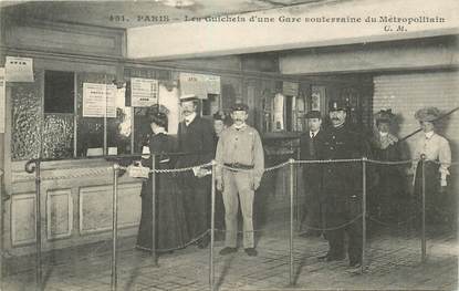 CPA FRANCE 75003 "Paris, les guichets d'une gare de métro"