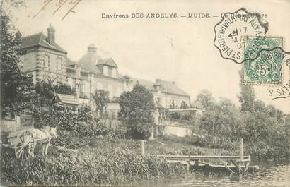 CPA FRANCE 27 "Muids, Le débarcadère". / CACHET AMBULANT
