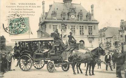 CPA FRANCE 94 "Vincennes, concours musical du 16 juin 1907, la fanfare" / AUTOMOBILE