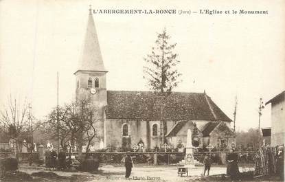 CPA FRANCE 39 " L'ABERGEMENT LA RONCE, L'église et le monument aux morts".