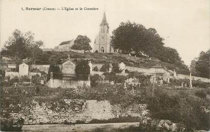 CPA FRANCE 23 " Sermur , L'église et le cimetière".