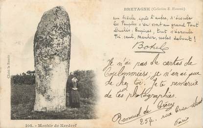 CPA FRANCE 56 " Kerderf, Le menhir".