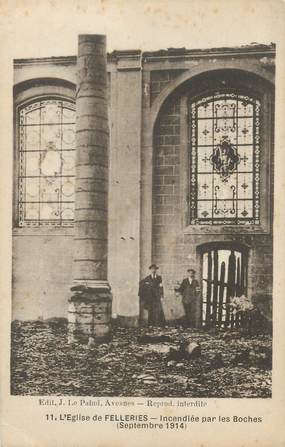 CPA FRANCE 59 " Felleries, L'église incendiée ".