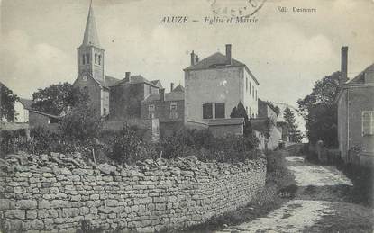 CPA FRANCE 71 " Aluze, Eglise et Mairie".