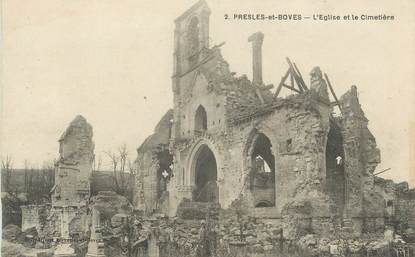 CPA FRANCE 02 "Presles et Boves, L'église et le cimetière".