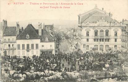 CPA FRANCE 71 " Autun, Théâtre et panorama de l'avenue de la gare".
