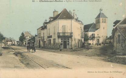 CPA FRANCE 71 " Chalon sur Saône, Eglise et grande rue St Marcel".