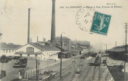 CPA FRANCE 71 " Le Creusot, Usine à gaz, presse et pilons".