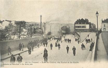 CPA FRANCE 71 " Le Creusot, Rue de Châlon, des écoles et du guide".