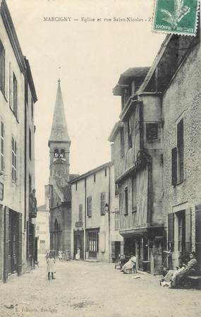 CPA FRANCE 71 "Marcigny, Eglise et rue St Nicolas".