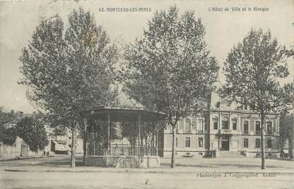 CPA FRANCE 71 "Montceau les Mines, L'Hôtel de ville et le kiosque".