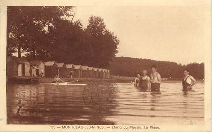 CPA FRANCE 71 "Montceau les Mines, Etang du Plessis, la plage".