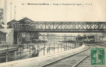 CPA FRANCE 71 "Montceau les Mines, Garage et chargement des Wagons". / VIGNETTE