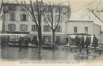 CPA FRANCE 71 "Mâcon, Quai du Sud, Inondations de janvier 1910". / INONDATIONS