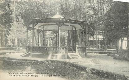CPA FRANCE 09 " Ussat les Bains, Le kiosque dans le parc".