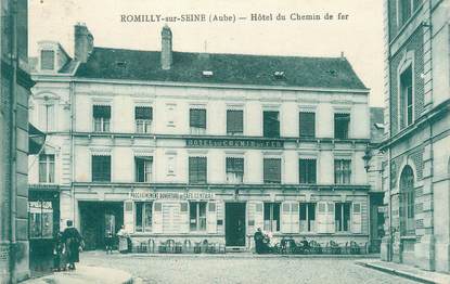 CPA FRANCE 10 " Romilly sur Seine, Hôtel du Chemin de Fer". / TIMBRE FM