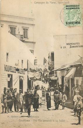 CPA MAROC "Casablanca, une rue pavoisée le 14 juillet"