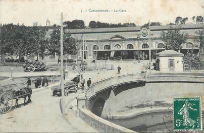 CPA FRANCE 11 " Carcassonne, La gare".