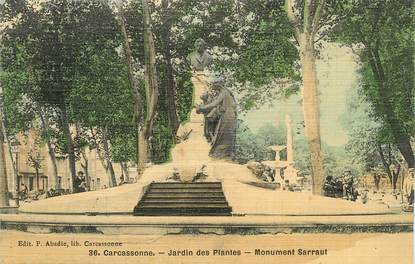 CPA FRANCE 11 " Carcassonne, Le jardin des plantes, le monument Sarraut".