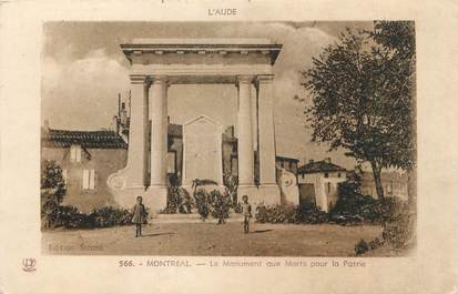 CPA FRANCE 11 " Montréal, Le monument aux morts".