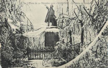 CPA FRANCE 11 "Narbonne, Le Cyclone du 20 décembre 1920, La statue de Gambetta".
