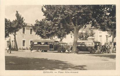 CPA FRANCE 11 "Quillan, Place Félix Armand". / AUTOBUS