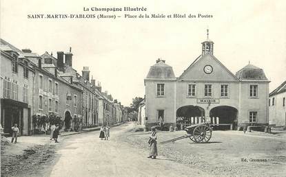 CPA FRANCE 51 "Saint Martin d'Ablois, Place de la mairie et hotel des Postes"