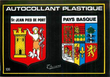 CPSM FRANCE 64 "Saint Jean Pied de Port" / ÉCUSSON ADHESIF