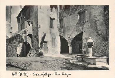 CPSM FRANCE 06 "Peille, Fontaine gothique, Vieux portiques".